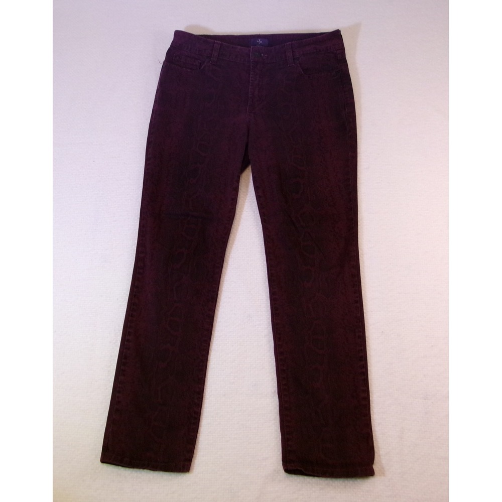 NYDJ Skinny Pants 10P Purple Snakeskin‎ Print Lift Tuck P30265DTP11 Made in USA